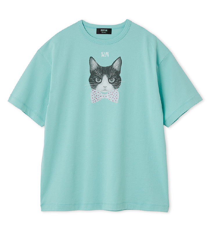 FURFUR×上國料萌衣　Tシャツ(アクアブルー) 上國料萌衣コラボ】Oolong花柄Tシャツ(Tシャツ)｜トップス