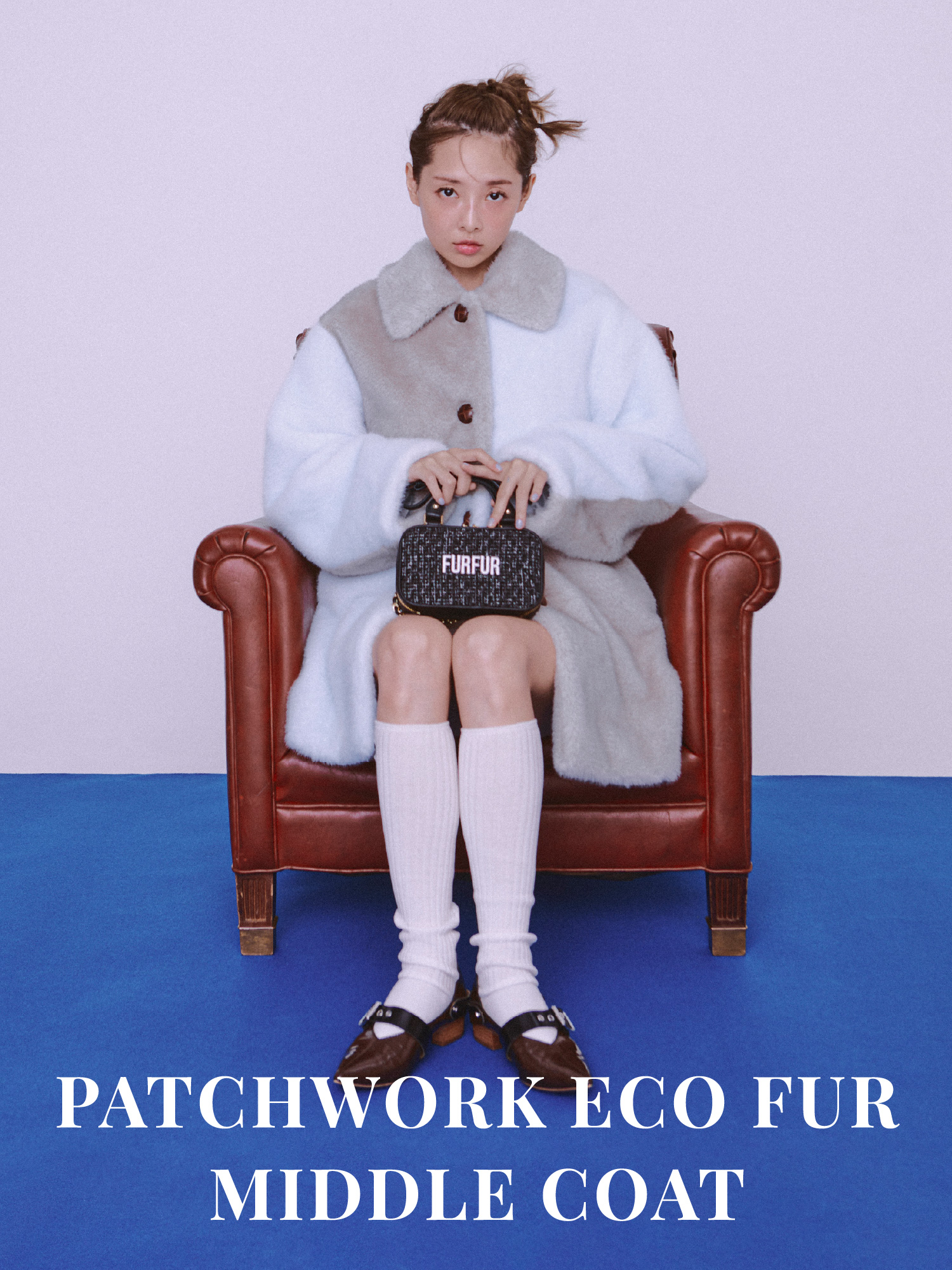 PATCHWORK ECO FUR MIDDLE COAT