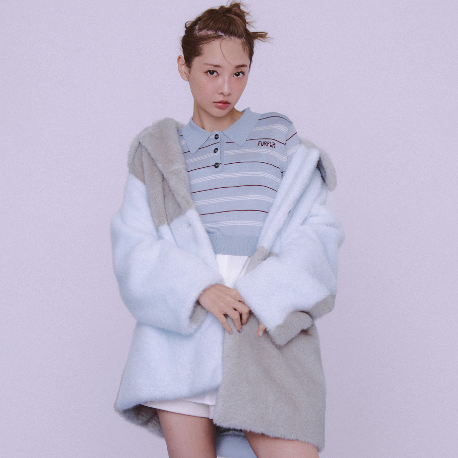 PATCHWORK ECO FUR MIDDLE COAT