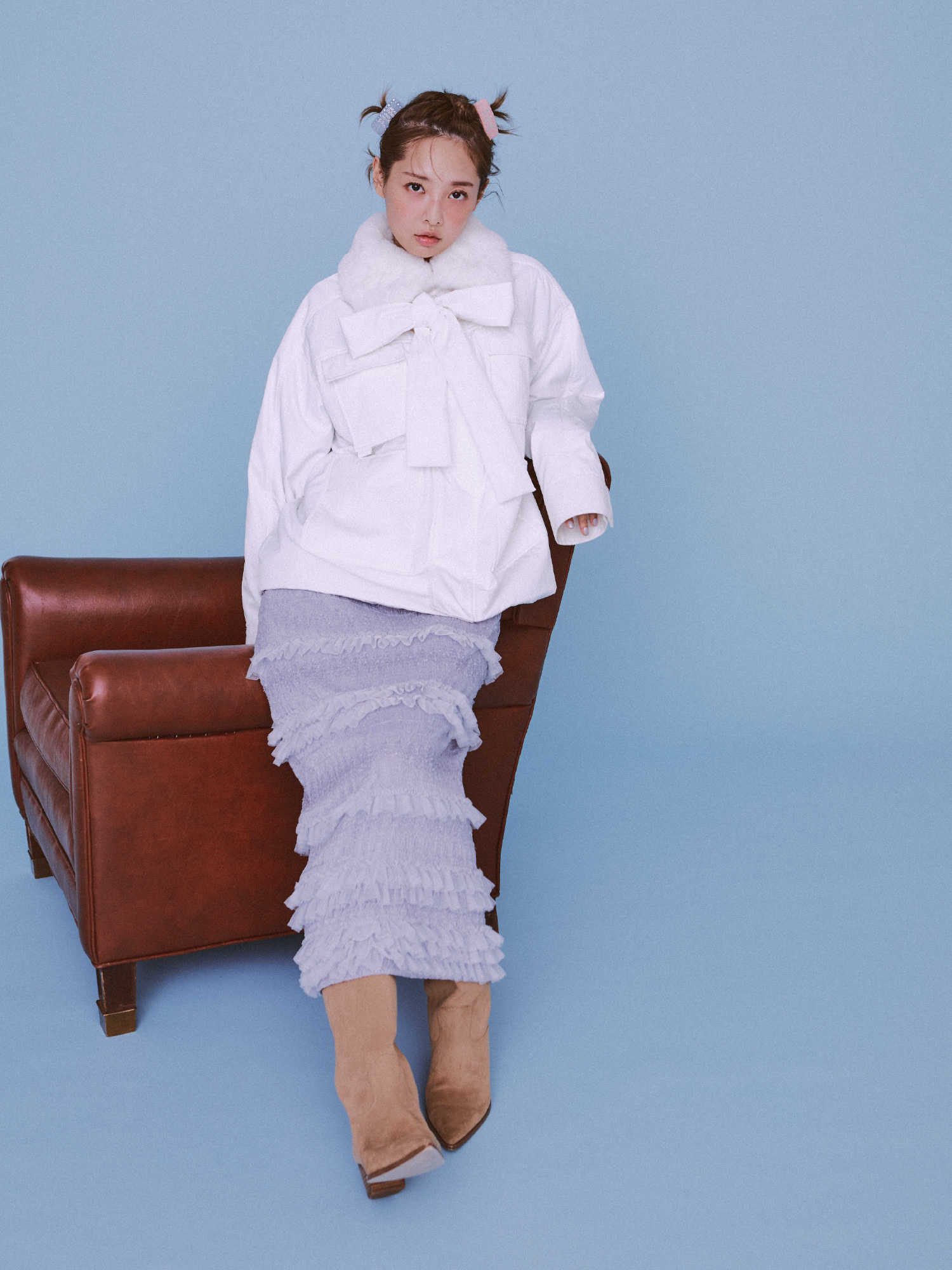 PADDED BOW TIE WORK BLOUSON