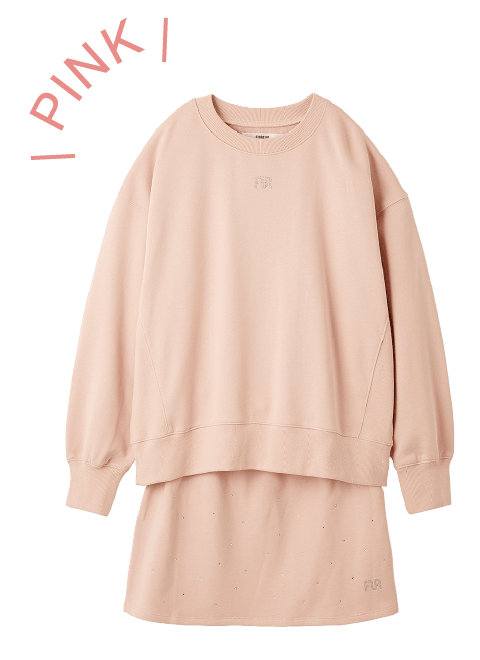 ピンクのクリスタルロゴスウェットセットアップ