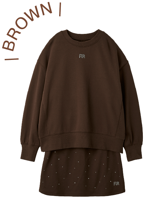 ブラウンのクリスタルロゴスウェットセットアップ
