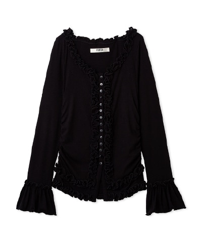 黒のフリルカーディガンの商品画像